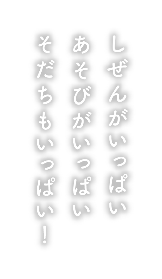 しぜんがいっぱい
                            あそびがいっぱい
                            そだちもいっぱい！